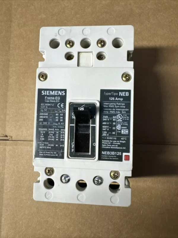 Siemens Circuit Breaker NEB3B125 Frame EG 125 Amp 3 Pole