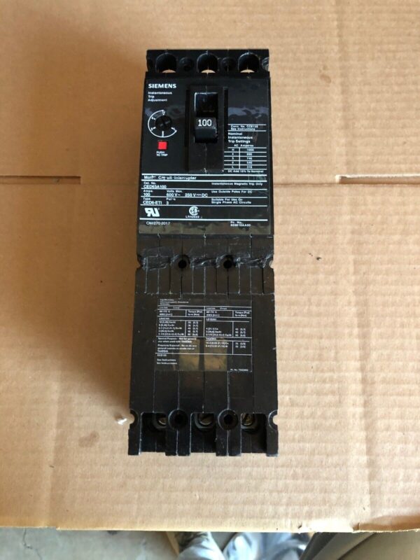 SIEMENS CED63A100, CURRENT LIMITING CIRCUIT BREAKER, 3P-100A-600V, New No Box