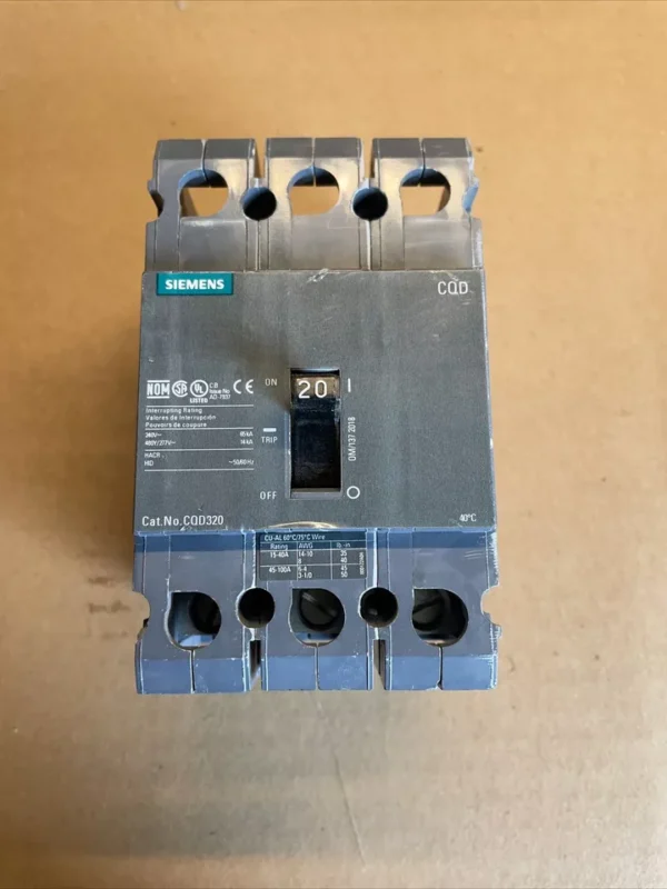 SIEMENS Circuit Breaker CQD320 3P 277V 480V 20A CQD NEW Surplus